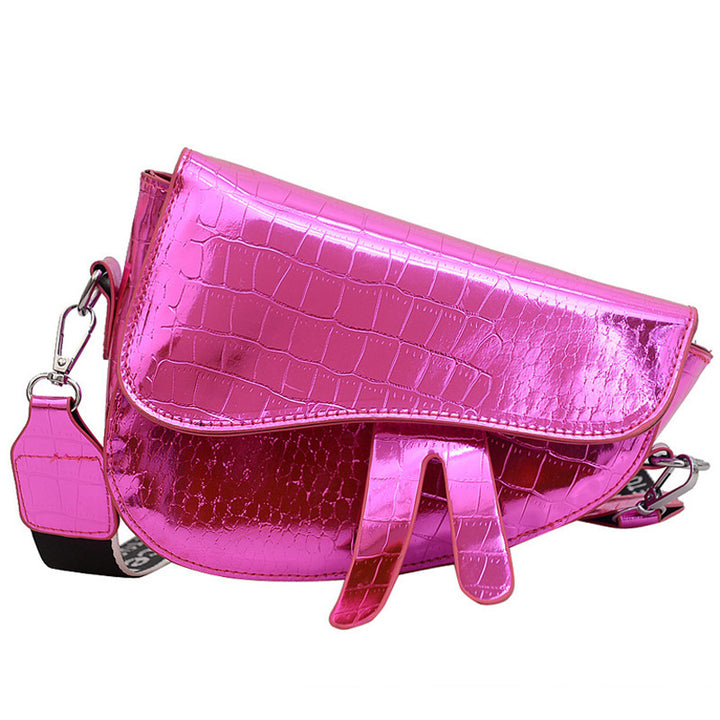 Damen schicke Umhängetasche mit glänzendem Krokodil-Look Nord Taschen