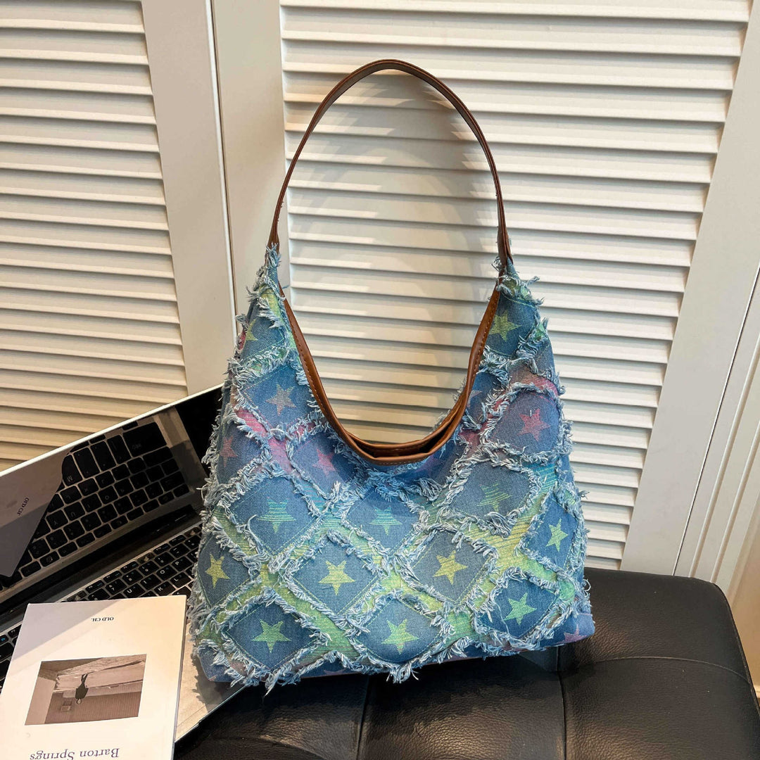 Damen Hobo-Tasche mit buntem Sternenmuster und fransigen Akzenten Nord Taschen