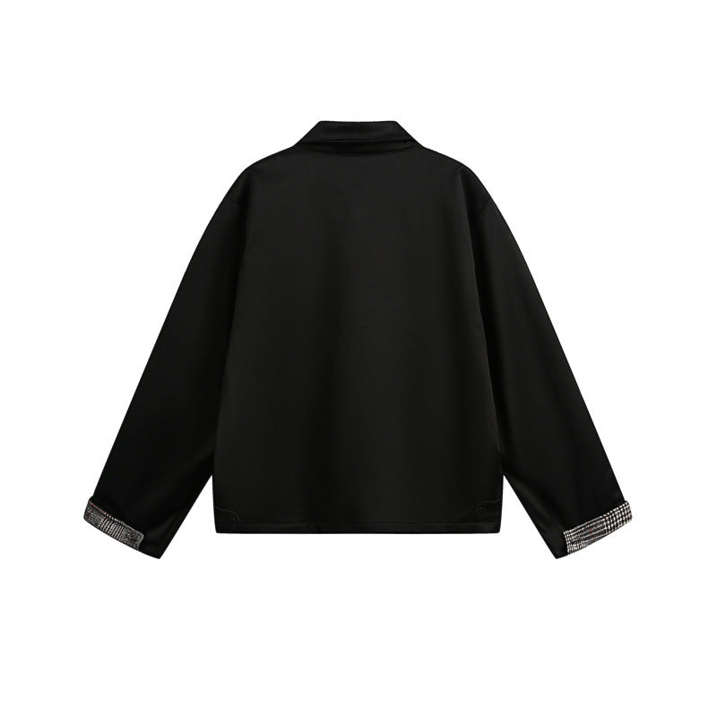 Unisex Kurz geschnittene Boxy-Blousonjacke mit karierter Innenfütterung und Brustzippertasche Nord Taschen