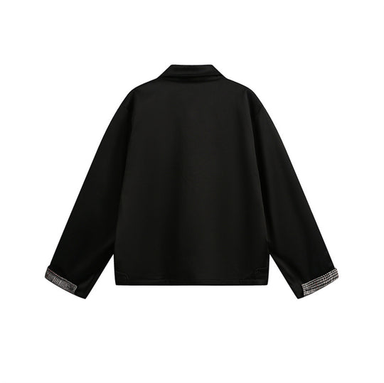 Unisex Kurz geschnittene Boxy-Blousonjacke mit karierter Innenfütterung und Brustzippertasche Nord Taschen