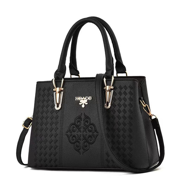 Damen elegante Handtasche mit aufwendigem gewebtem Design und kontrastierender Verzierung Nord Taschen
