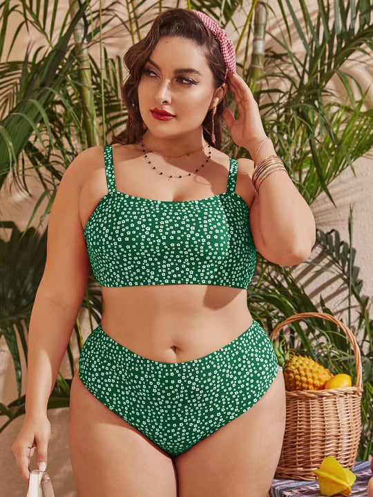 Damen Hochgeschnittener Bikini mit verspieltem Punktedesign