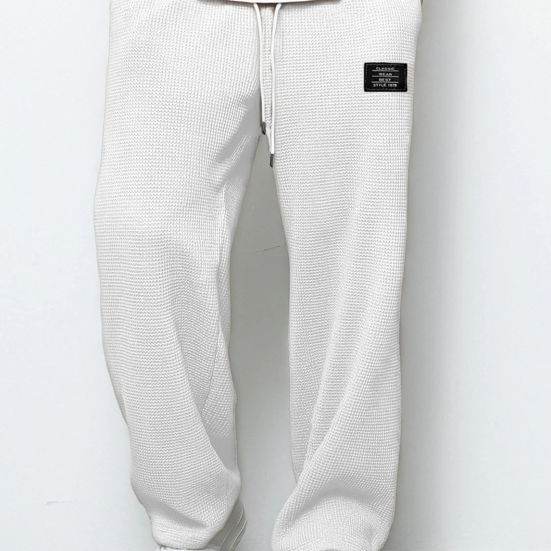Herren Locker sitzende Waffelstrick-Jogginghose mit Tunnelzug & Eingrifftaschen Nord Taschen