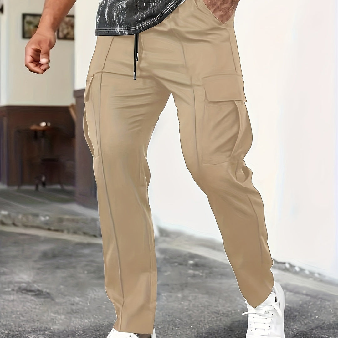 Herren Tapered Cargo-Jogginghose mit flachem Tunnelzug, Mehrfachtaschen & schmalem Knöchelsaum Nord Taschen