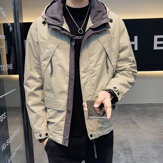 Herren Leichte Funktionsjacke mit Kapuze, wasserabweisender Mikro-Finish und Multifunktions-Taschen Nord Taschen