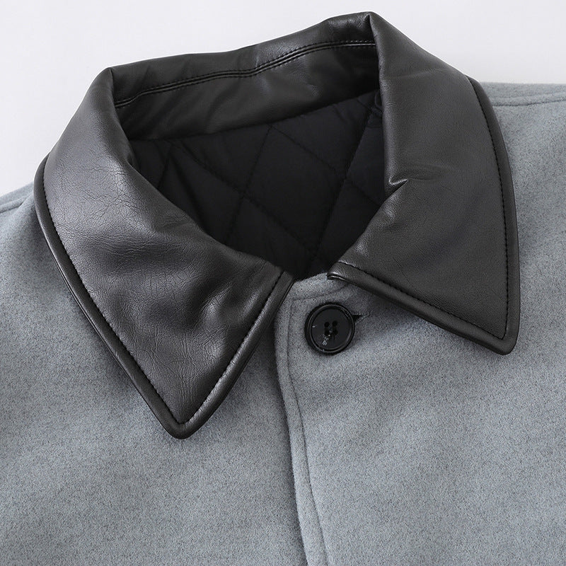 Unisex Kurzblouson im minimalistischen Workwear‑Look aus Wollmix mit Lederoptikkragen Nord Taschen