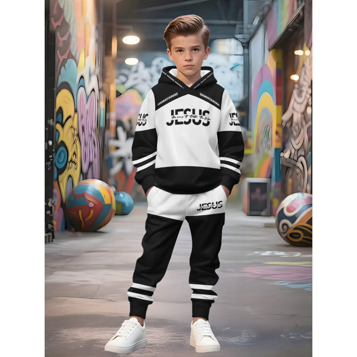 Unisex Kinder Jogginganzug mit Kapuzenpullover und detailreichem Auto-Print Nord Taschen
