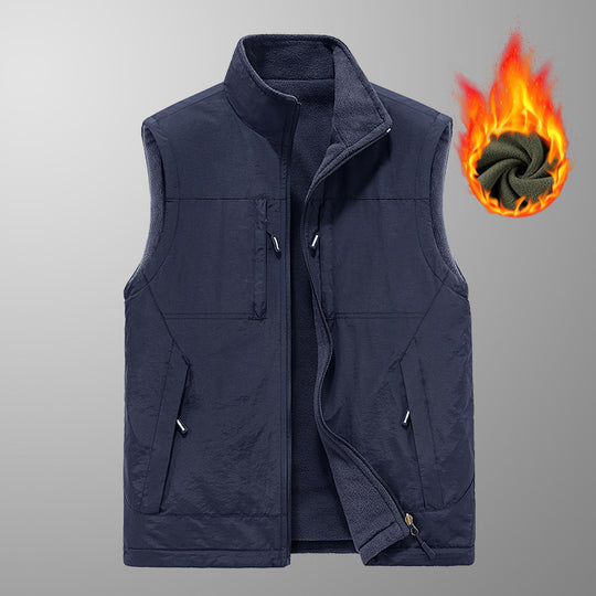 Herren wattierte Thermo-Fleece Weste mit wasserabweisender Nylon‑Shell und hohem Stehkragen Nord Taschen