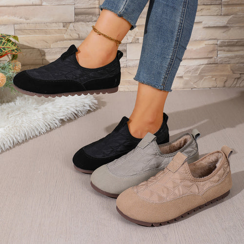 Damen Gepolsterte gesteppte Slip-On Freizeitschuhe mit rutschfester Profilsohle Nord Taschen