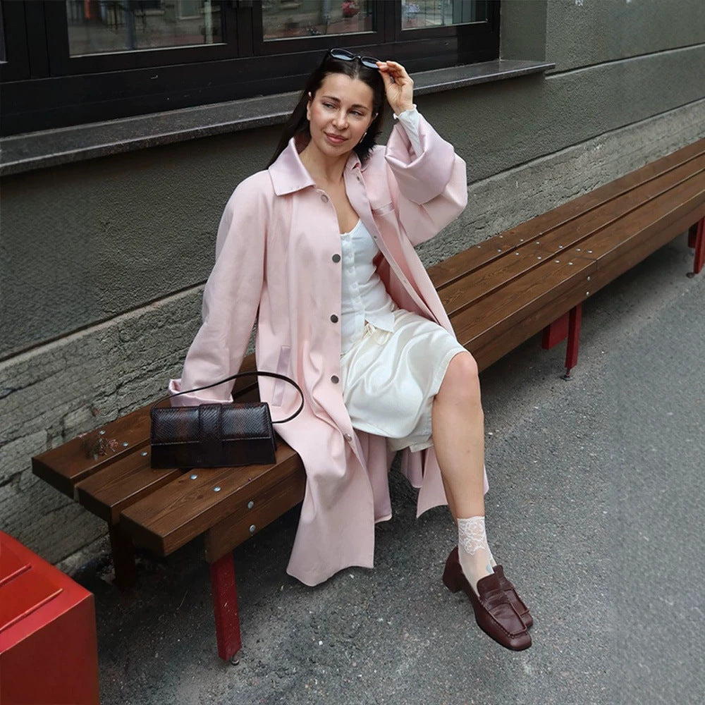 Damen Midi-Mantel aus Wollmix mit überschnittenen Ärmeln und verdeckter Druckknopfleiste Nord Taschen
