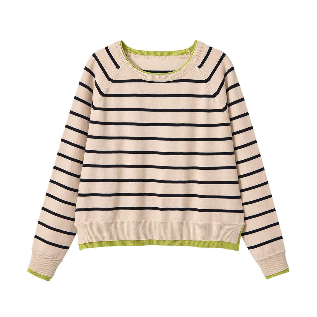 Damen Feinstrick-Pullover mit Lagenoptik, Rundhalsausschnitt und Raglanärmeln Nord Taschen