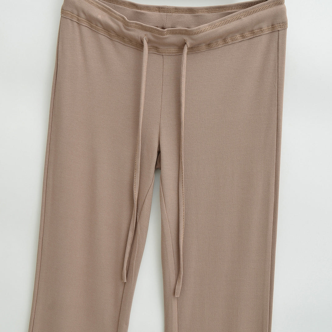 Damen Fließende Jersey-Hose mit hohem Bund, Kordelzug und ausgestelltem Bein Nord Taschen
