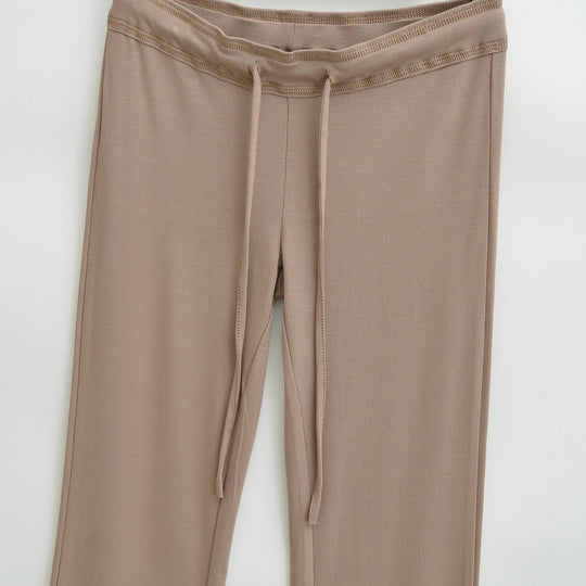 Damen Fließende Jersey-Hose mit hohem Bund, Kordelzug und ausgestelltem Bein Nord Taschen