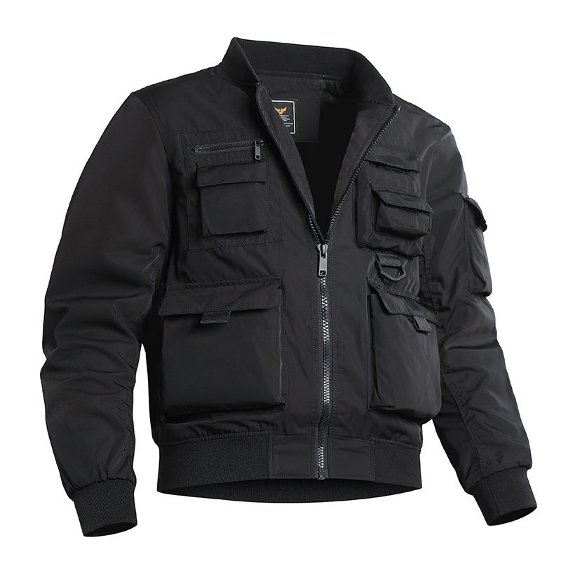 Herren Taktische Bomberjacke im Field‑Look mit modularen Außenfächern und elastischem Saum Nord Taschen