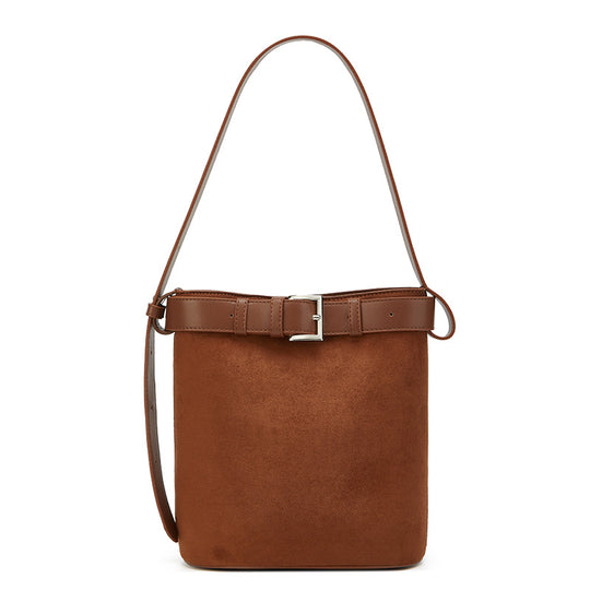 Damen Hobo-Tasche mit luxuriösem Wildlederüberzug und elegantem Gürtelakzent Nord Taschen