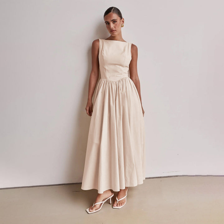 Damen Elegantes Maxi-Kleid mit breitem Rockansatz und taillierter Passform