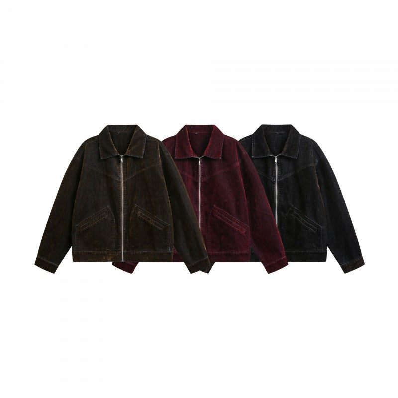 Herren Kastige Cord-Blousonjacke mit Metallreißverschluss, Hemdkragen und schrägen Eingrifftaschen Nord Taschen