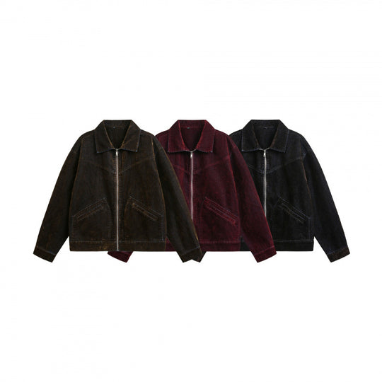 Herren Kastige Cord-Blousonjacke mit Metallreißverschluss, Hemdkragen und schrägen Eingrifftaschen Nord Taschen