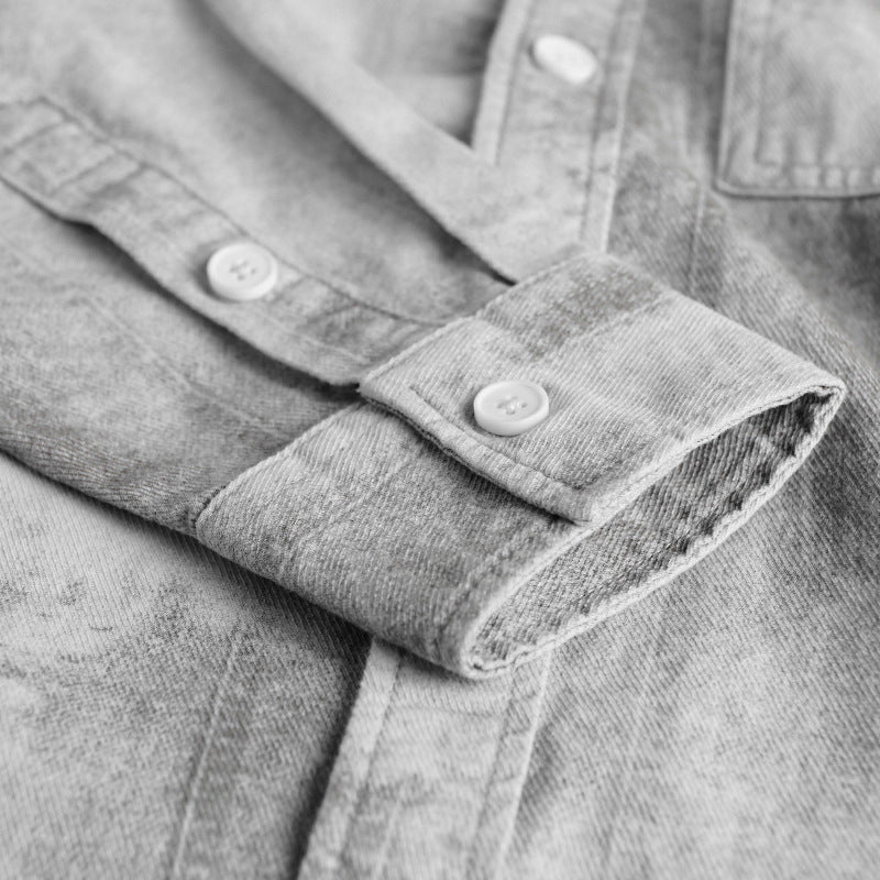 Herren Stonewashed-Denim-Überhemd im Vintage-Waschlook mit Brusttasche und Relaxed-Fit Nord Taschen