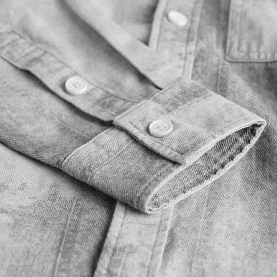 Herren Stonewashed-Denim-Überhemd im Vintage-Waschlook mit Brusttasche und Relaxed-Fit Nord Taschen