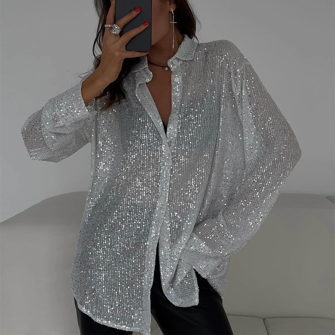 Damen glamouröses Glitzerhemd