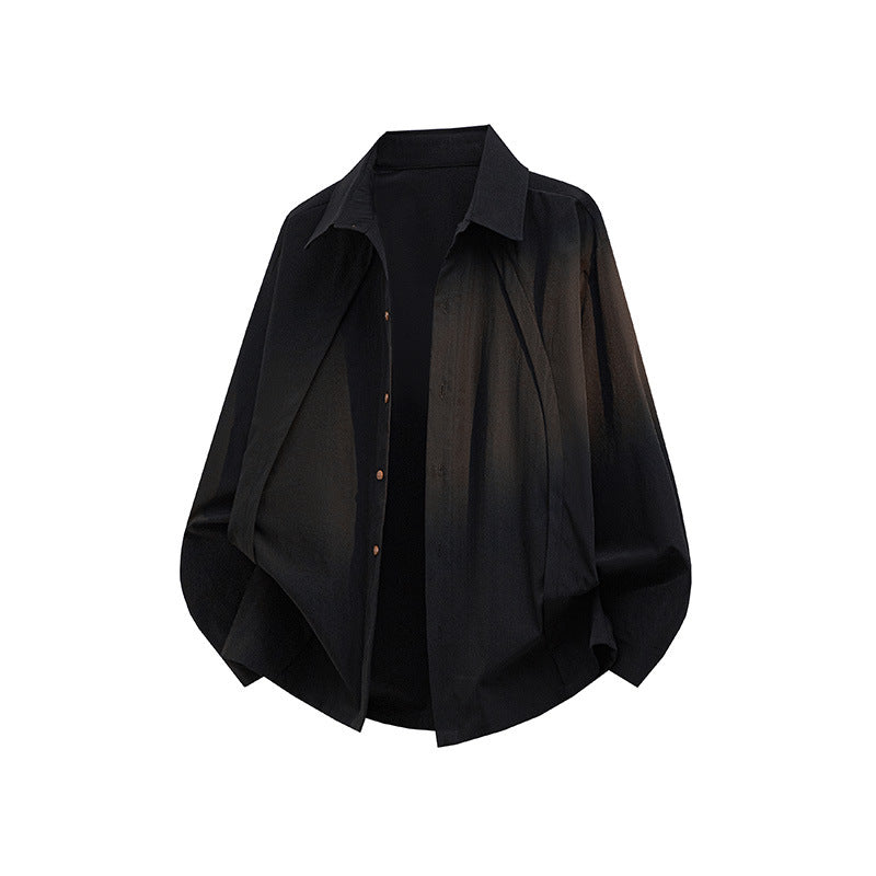 Herren Oversize-Hemdjacke aus leichtem Baumwollmix mit geradem Schnitt & Knopfleiste Nord Taschen