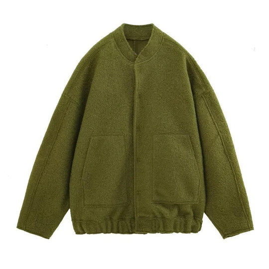 Damen 70+ Oversize Teddy-Fleece Jacke mit Stehkragen und aufgesetzten Taschen Nord Taschen