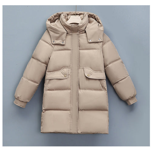 Damen nan langer thermogepolsterter Parka mit abnehmbarer Kapuze, verdecktem Reißverschluss und Klappentaschen Nord Taschen