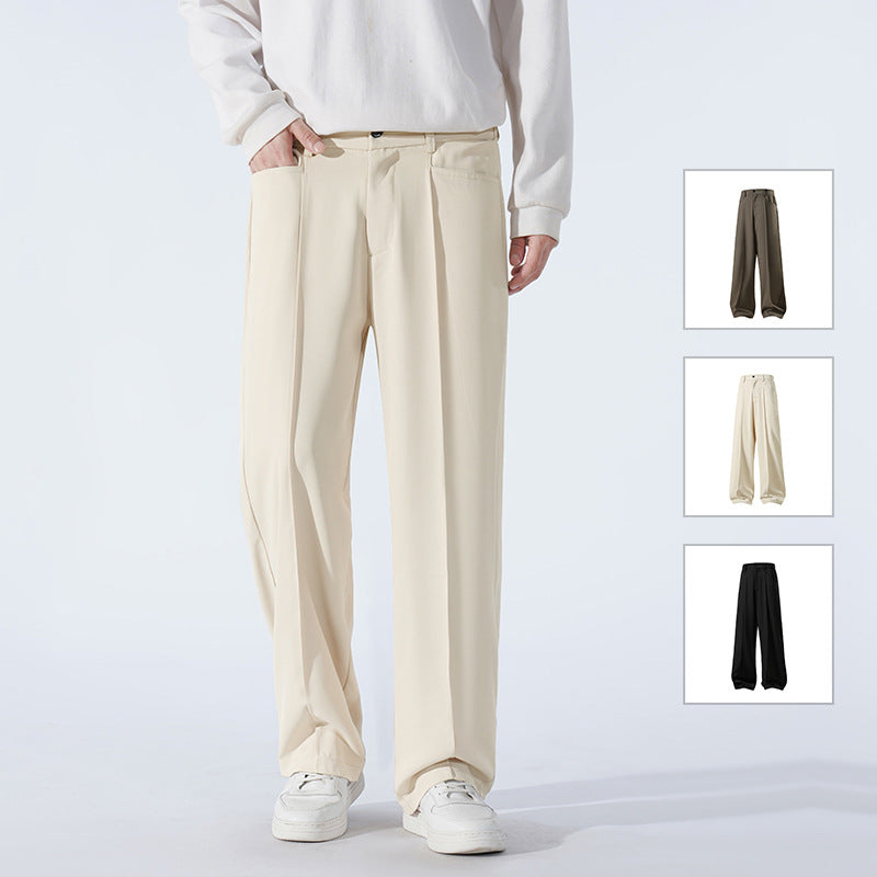 Herren Weite Crêpe‑Hose mit Bundfalte und gerader Bügelfalte Nord Taschen