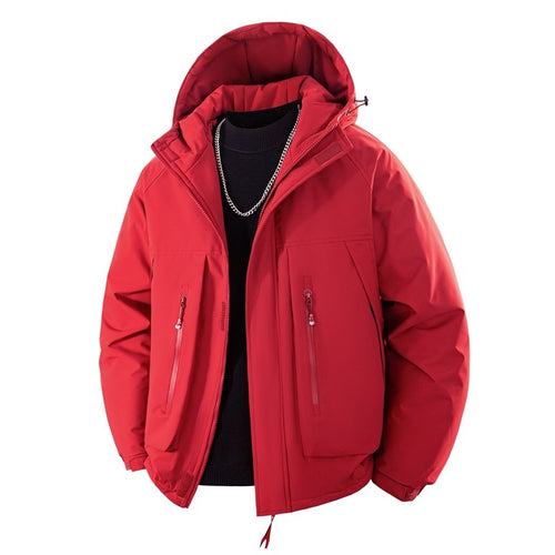 Herren Wattierte Kapuzen-Outdoorjacke mit wasserabweisender Membran und technischen Reißverschlusstaschen Nord Taschen