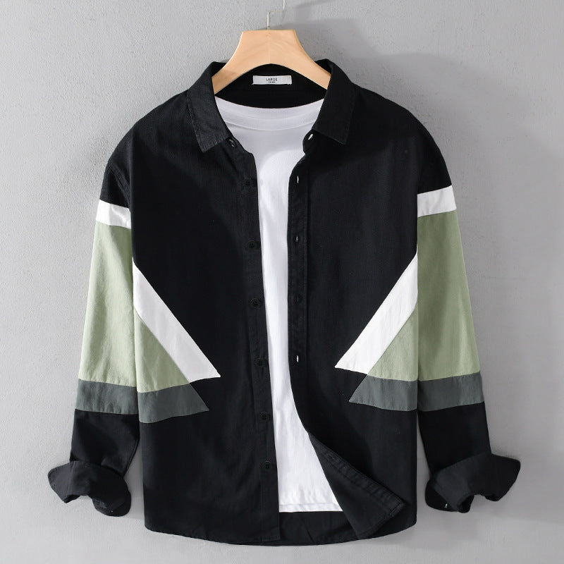 Herren Colorblock-Hemd aus Baumwollmix mit langen Ärmeln und kontrastierenden Paneelen Nord Taschen
