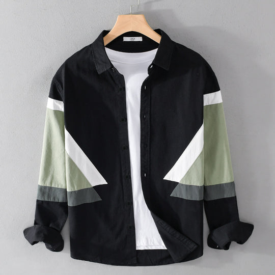 Herren Colorblock-Hemd aus Baumwollmix mit langen Ärmeln und kontrastierenden Paneelen Nord Taschen
