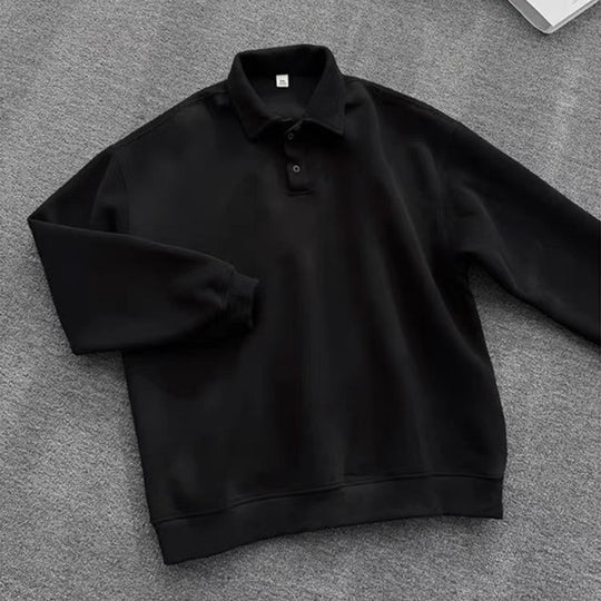 Herren Poloshirt-Sweatshirt mit Hemdkragen und Oversize-Schnitt Nord Taschen
