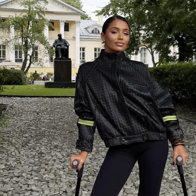 Damen Boxy-Outdoor-Bomberjacke mit hohem Kragen und reflektierenden Bündchen Nord Taschen