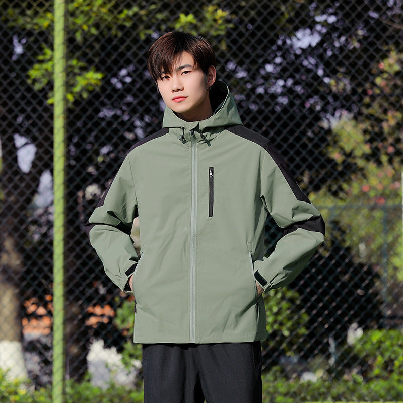 Herren Sportliche Softshell-Outdoorjacke mit Kapuze, Colorblock-Ärmel und wasserabweisender Membran Nord Taschen