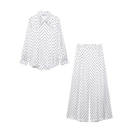 Damen Satinbluse mit übergroßem spitzen Hemdkragen, Faltenpartie und Pünktchen-Print Nord Taschen