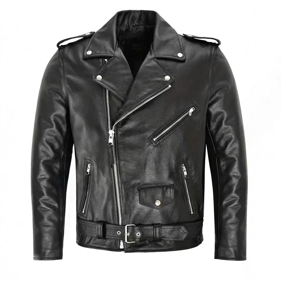 Herren Bikerlederjacke mit Taschen