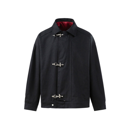 Herren Oversize Canvas-Jacke mit markanten Metallhakenverschlüssen Nord Taschen