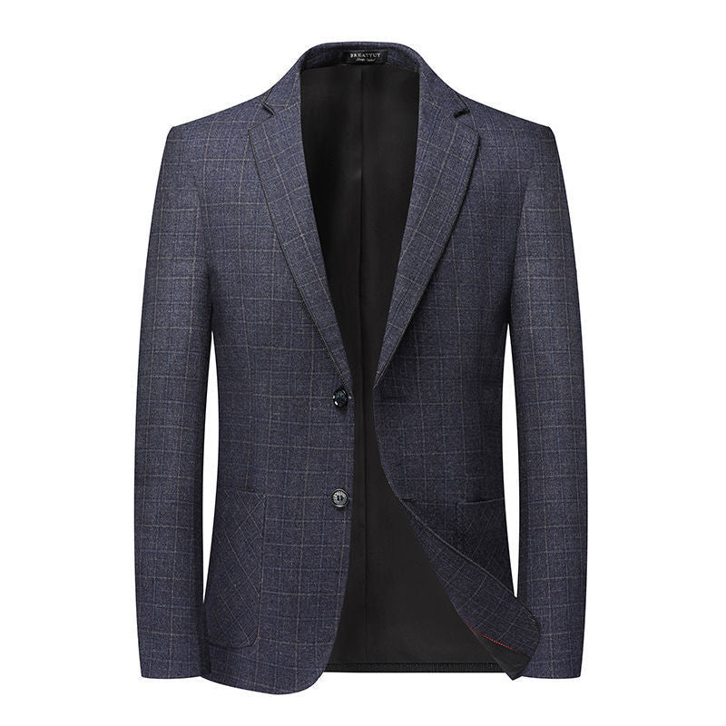 Herren Eleganter karierter Sakko mit taillierter Passform und leichter Wollmischung Nord Taschen