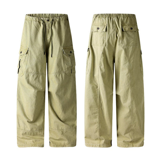 Damen Weite Cargo-Palazzo-Hose mit Tunnelzugbund und Mehrfachtaschen Nord Taschen