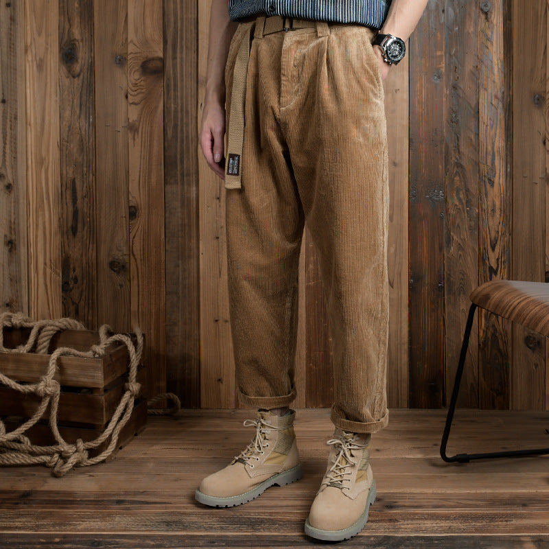 Herren Cordhose im Relaxed-Fit mit konischer Passform und Canvas-Gürtel Nord Taschen
