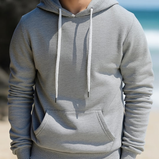 Herren Kapuzenpullover aus French‑Terry mit Kängurutasche & geripptem Saum Nord Taschen