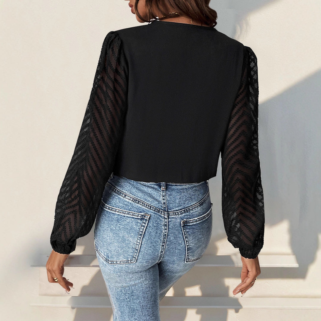 Damen Eleganter Body mit transparenten Ärmeln Nord Taschen