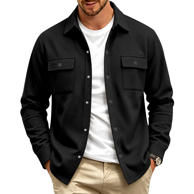 Herren Overshirt-Jacke aus Baumwollmischung mit Druckknöpfen und doppelten Brusttaschen Nord Taschen