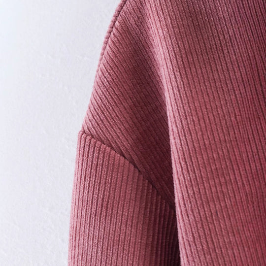 Damen Kurz geschnittene Cordjacke mit Kunstlederkragen, Frontreißverschluss und aufgesetzten Pattentaschen Nord Taschen