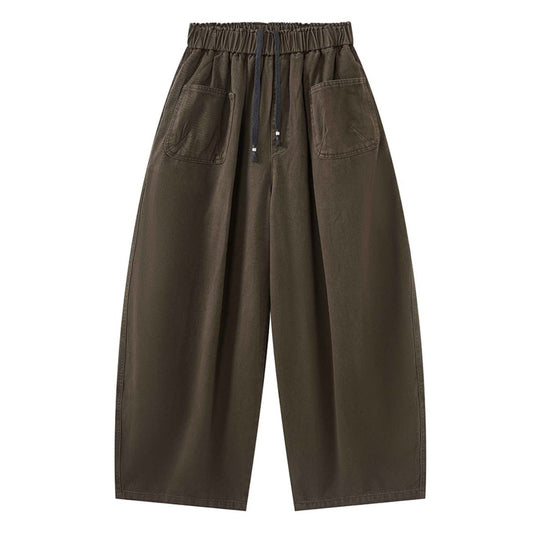 Damen Weite High‑Waist Culotte-Hose mit elastischem Bund und aufgesetzten Taschen Nord Taschen