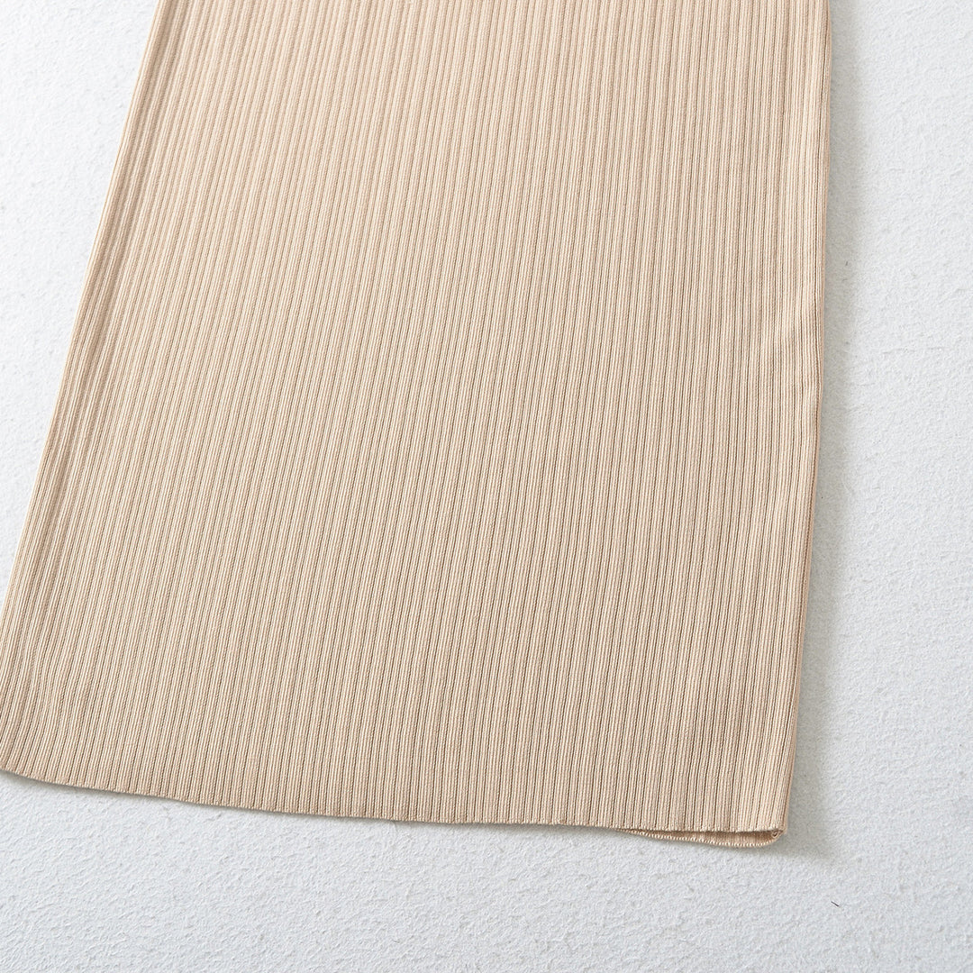 Damen Geripptes Midikleid mit quadratischem Ausschnitt und dreiviertelärmeln Nord Taschen