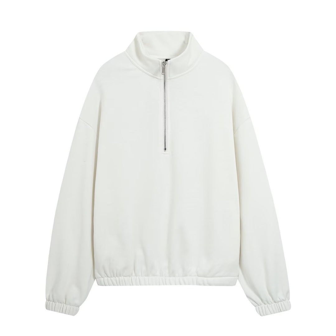 Damen Oversize Pullover mit Halbzip‑Stehkragen, elastischem Saum und überschnittenen Ärmeln Nord Taschen