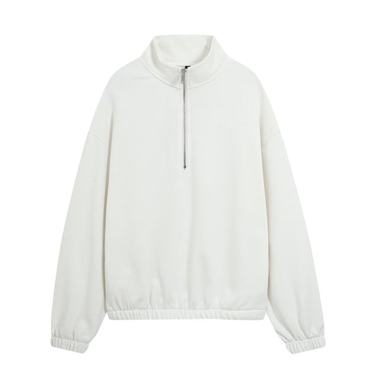 Damen Oversize Pullover mit Halbzip‑Stehkragen, elastischem Saum und überschnittenen Ärmeln Nord Taschen