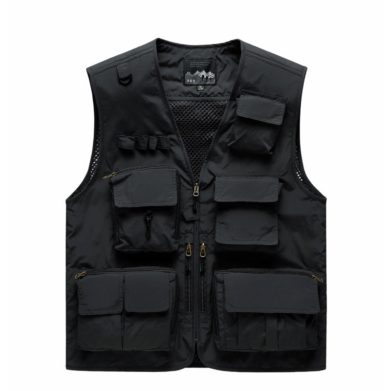 Herren Multifunktionale Outdoor‑Utilityweste mit Mesh‑Rücken, Mehrfach‑Fronttaschen und durchgehendem Reißverschluss Nord Taschen